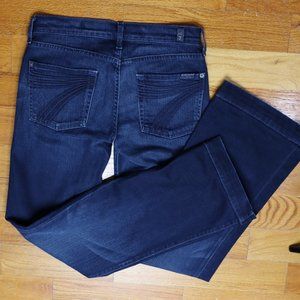 7 For All Mankind Dojo Jeans Size 27 Wide Dark Wash Leg Flare Blue Stitch